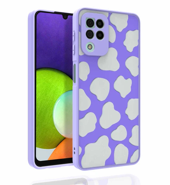 Zore Galaxy ile uyumlu A22 4G Kılıf Desenli Kamera Korumalı Parlak Nora Kapak - 8