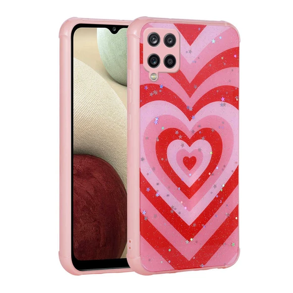 Zore Galaxy ile uyumlu A12 Kılıf Simli Desenli Kamera Korumalı Parlak Popy Kapak - Resim 6