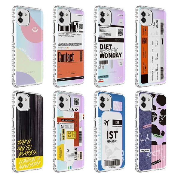 Zore Galaxy ile uyumlu A03 Kılıf Airbag Kenarlı Renkli Desenli Silikon Elegans Kapak - 2