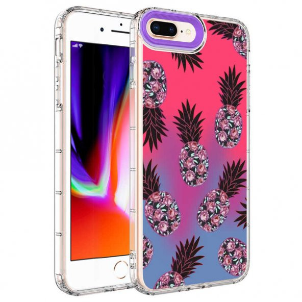 Apple iPhone 8 Plus Kılıf Kamera Korumalı Renkli Desenli Sert Silikon Korn Kapak - 2