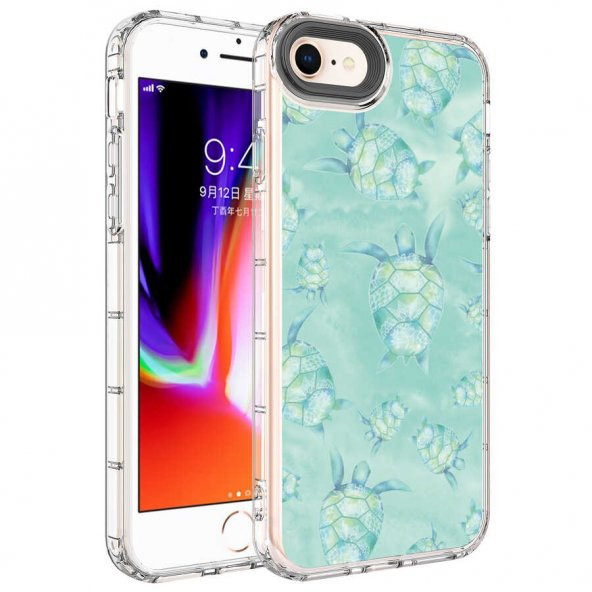 Apple iPhone 8 Kılıf Kamera Korumalı Renkli Desenli Sert Silikon Korn Kapak - 2