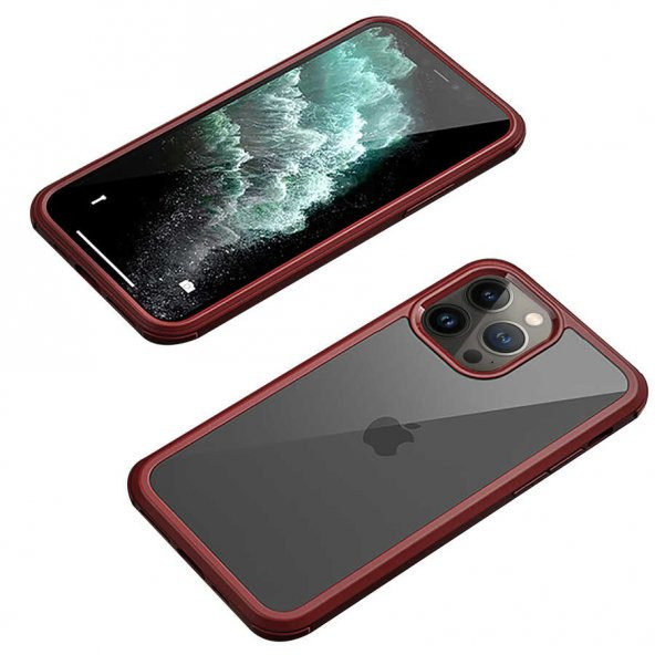 Apple iPhone 13 Pro Max Kılıf Dor Silikon Temperli Cam Kapak - 2