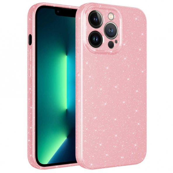 Apple iPhone 13 Pro Max Kılıf Kamera Korumalı Simli Lüks Koton Kapak - 2