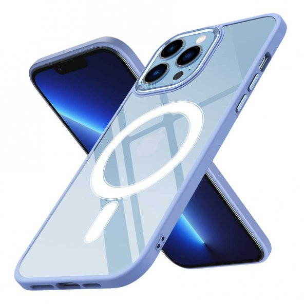 Apple iPhone 12 Pro Max Kılıf Wireless Şarj Özellikli Krom Magsafe Silikon Kapak - 2