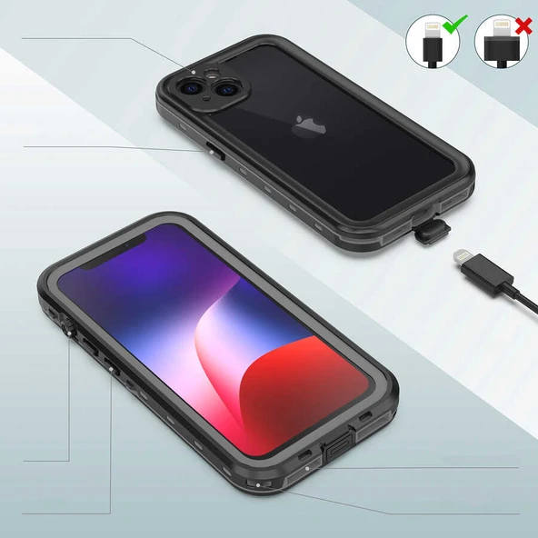 Zore Apple ile uyumlu iPhone 13 Kılıf 1-1 Su Geçirmez Kılıf - 6