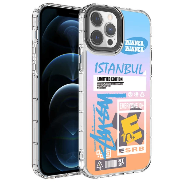 Zore Apple ile uyumlu iPhone 12 Pro Max Kılıf Kamera Korumalı Renkli Desenli Sert Silikon Korn Kapak - 8