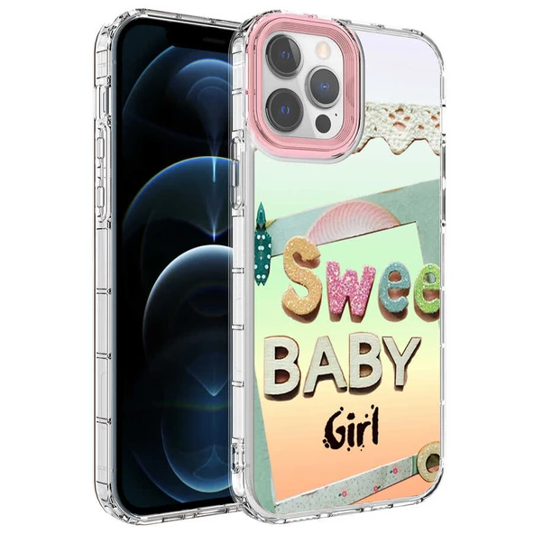 Zore Apple ile uyumlu iPhone 12 Pro Max Kılıf Kamera Korumalı Renkli Desenli Sert Silikon Korn Kapak