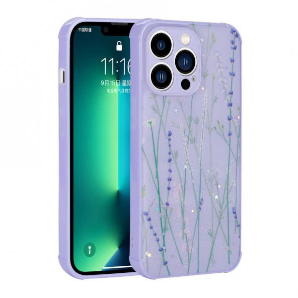 Apple iPhone 12 Pro Kılıf Simli Desenli Kamera Korumalı Parlak Popy Kapak - 2