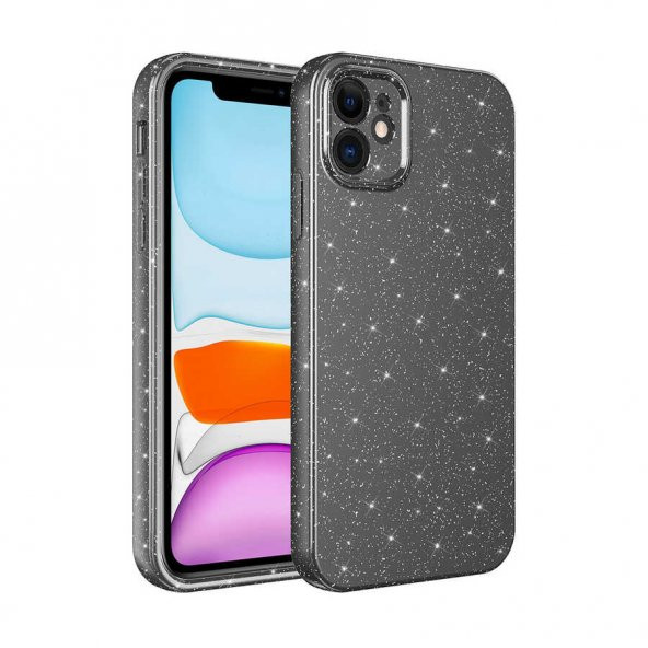 Apple iPhone 12 Kılıf Kamera Korumalı Simli Lüks Koton Kapak - 2