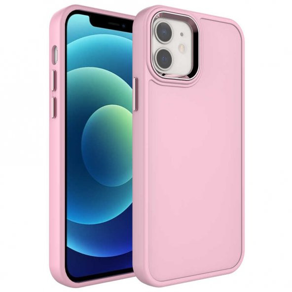 Apple iPhone 12 Kılıf Metal Çerçeve ve Buton Tasarımlı Sert Botox Kapak - 2