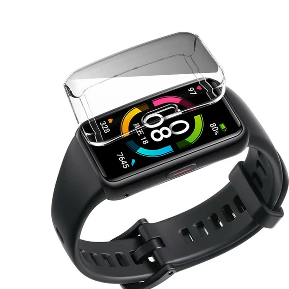 Zore Huawei ile uyumlu Band 7 Watch Gard 09 Koruyucu Silikon - 6