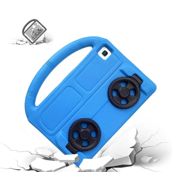 Zore Lenovo ile uyumlu M10 Plus TB-X606F Wheel Car Tekerlek Standlı Tablet Eva Silikon Kılıf - 4