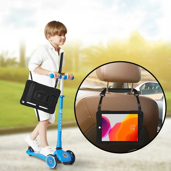 Zore Apple ile uyumlu iPad 10.2 2021 (9.Nesil) Yeni Nesil Kalem Bölmeli Defender Tablet Silikon - Resim 6