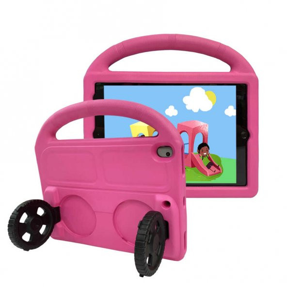 Apple iPad 10.2 (8.Nesil) Wheel Car Tekerlek Standlı Tablet Silikon Kılıf - 2