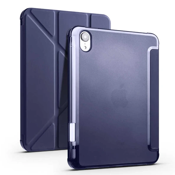 Zore Apple ile uyumlu iPad Mini 2021 (6.Nesil) Kılıf Tri Folding Kalem Bölmeli Standlı Kılıf - 10