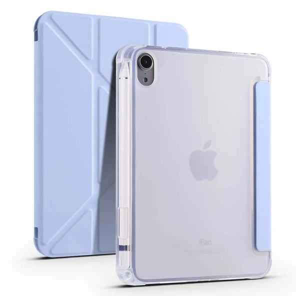 Zore Apple ile uyumlu iPad Mini 2021 (6.Nesil) Kılıf Tri Folding Kalem Bölmeli Standlı Kılıf - 7