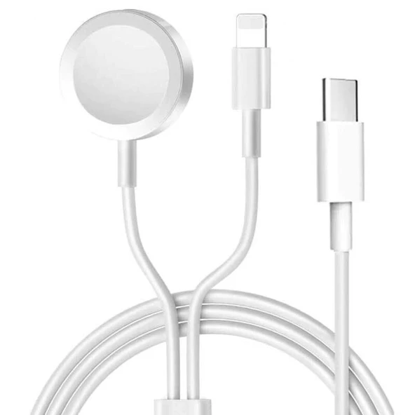 Zore Akıllı Saat Wireless To Lightning Type-C Şarj Kablosu 1.2M ürün görseli 1
