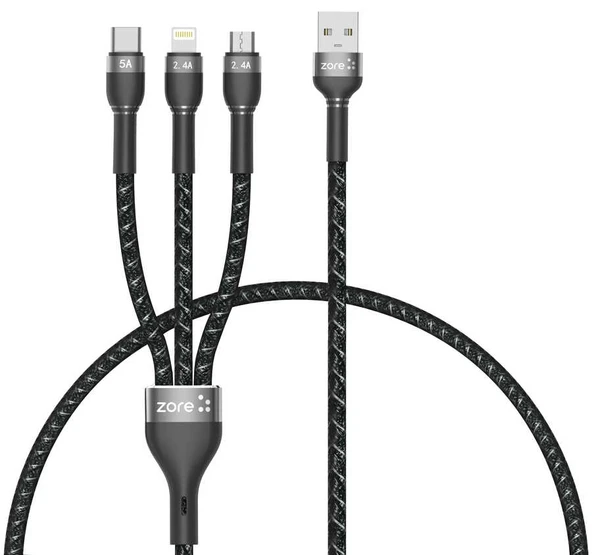 Zore ​Shira Serisi 3in1 USB Kablo 30cm - 3