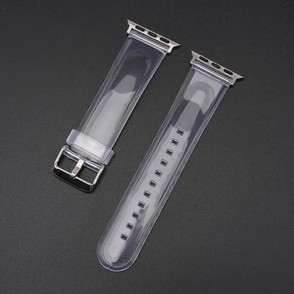 Zore ​​​Apple ile uyumlu Watch 7 41mm KRD-13 Şeffaf Silikon Kordon - 4