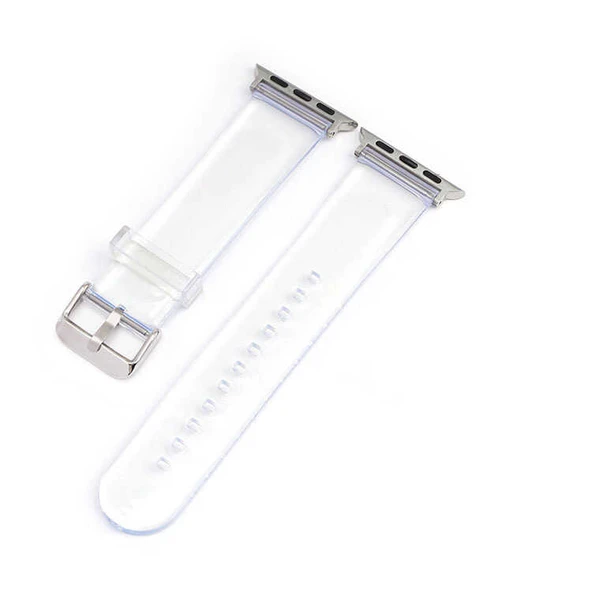 Zore ​​​Apple ile uyumlu Watch 7 41mm KRD-13 Şeffaf Silikon Kordon - 3