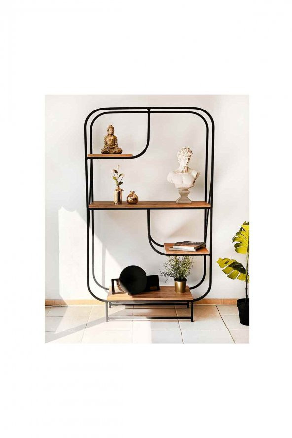 Dekoratif Metal Kitaplık Raf Oval Kütüphane 5305 - 2