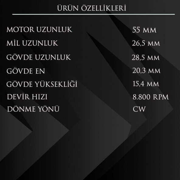 DC Mikro Motor 12V Devir: 8800 RPM Uzunluk: 55 mm - 2