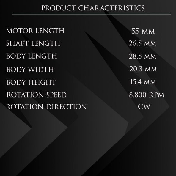 DC Mikro Motor 12V Devir: 8800 RPM Uzunluk: 55 mm - 5