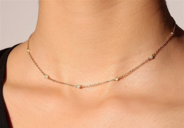 SilverPoint Taş Detaylı Minimal Zincir Kolye - 2