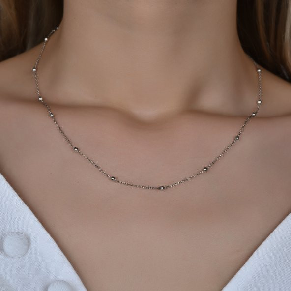 SilverPoint Gold Kaplama Top Detay Minimal Zincir Kolye - 2