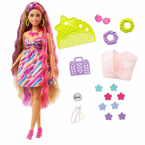 Barbie Upuzun Muhteşem Saçlı Bebekler HCM87 - Esmer-Çiçek