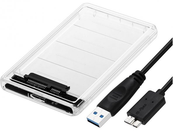 2.5" USB 3.0 Harici SSD Harddisk Şeffaf Taşınabilir HDD Kutusu - 1