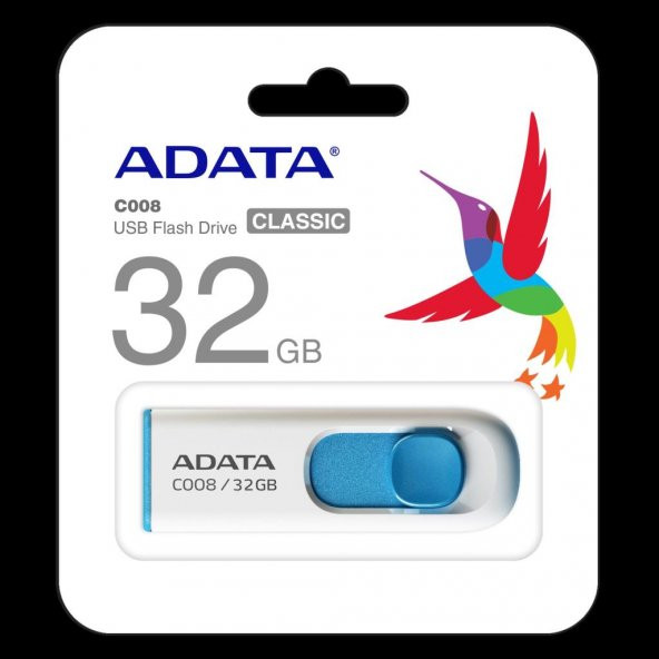 Adata C008-32GB 32GB USB2.0 Classic (White + Blue) Flash Bellek - 2