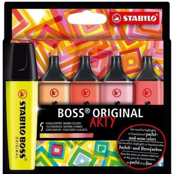 Boss Original Arty Sıcak Renkler İşaretleme Kalem Seti 5 Li