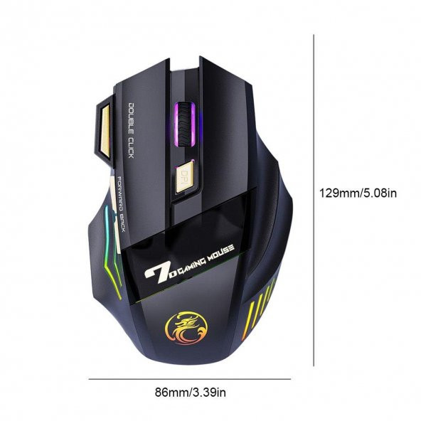 Valkyrie Imice Gw-X7 7 Tuşlu Sessiz 2.4g Wireless Bluetoothlu Şarj Edilebilir Kablosuz Gaming Mouse - 5
