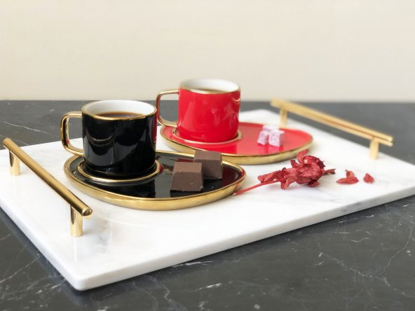 Doğal Mermer Tepsi 25x35cm Gold Slim Kulp MRM0118 - Resim 5