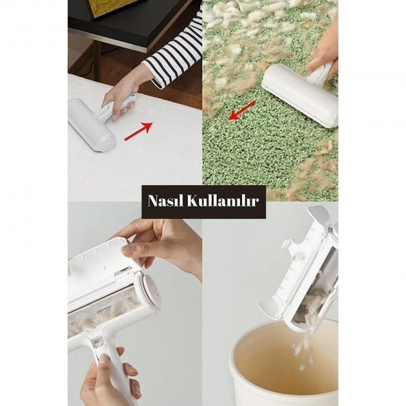 Yeni Nesil Kedi Köpek Tüy Toplayıcı Aparat Hazneli Gırgır Elbise Halı Tüy Temizleyici Kıl Toz Toplay - 4