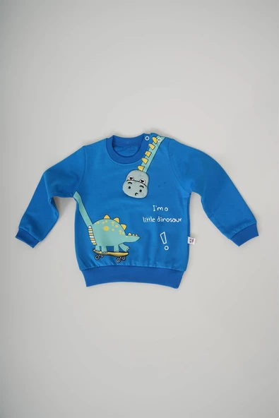 ERKEK BEBEK DİNO BASKILI PAMUK BEBEK TAKIM - 8