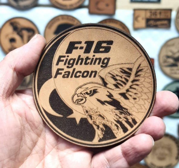 F16 FIGHTING FALCON Deri PEÇ - Arma - Askeri Patch - Resim 2