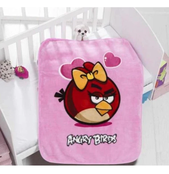 Armada Lisanslı Peluş Bebek Battaniye (100x120)-Angry Birds Pembe
