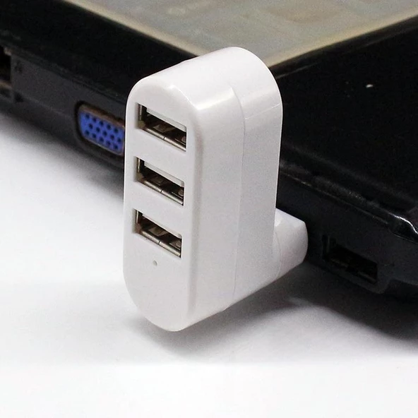Valkyrie 3 Portlu USB 2.0 Hub Döner Kafalı Splitter Hub Adaptör Beyaz - 5