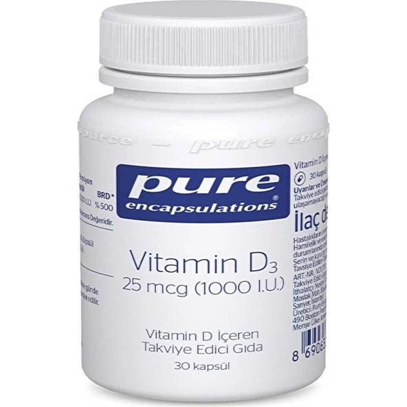 Pure Encapsulations Vitamin D3 25 mcg 1000 IU 30 Kapsül ürün görseli