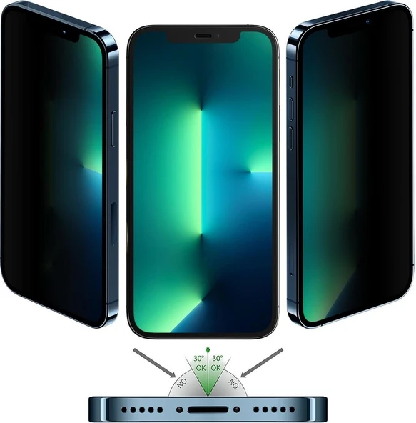 iPhone 12 Pro Max Uyumlu (12 Pro Max) Privacy Gizleyen Hayalet Temperli Cam Ekran Koruyucu - 2