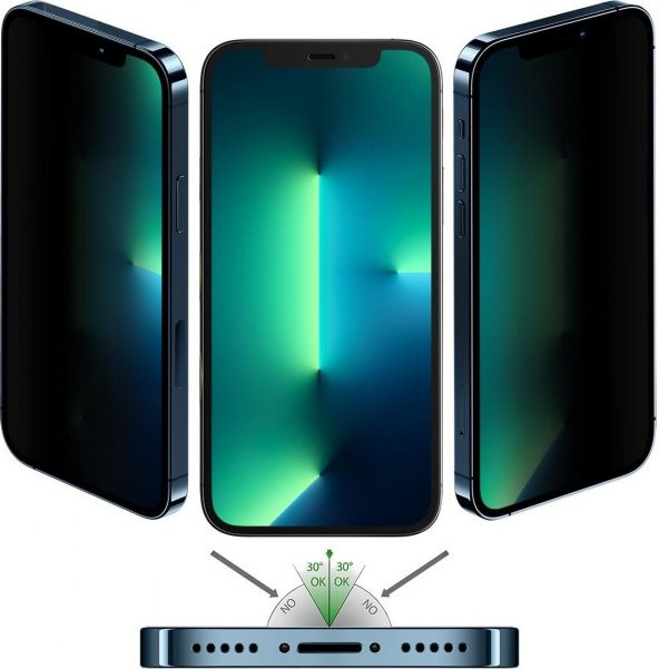 iPhone 11 Pro Uyumlu (11 Pro) Privacy Gizleyen Hayalet Temperli Cam Ekran Koruyucu - 2