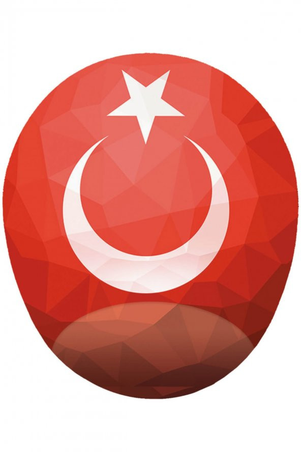 Türk Bayrağı Görselli - Bilek Destekli Oval Türk Bayrağı Temalı Mouse Pad