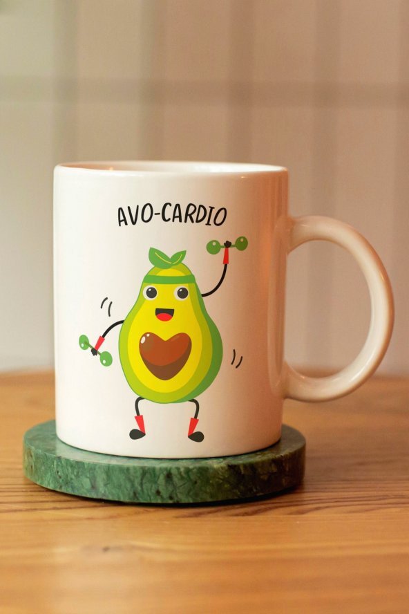 Avo-cardio Yazılı Baskılı Seramik Kahve Çay Kupası