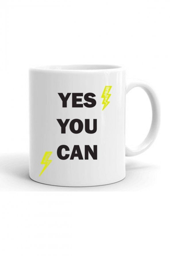 Yes You Can Power Baskılı Seramik Çay Kahve Kupa Bardak Hediyelik