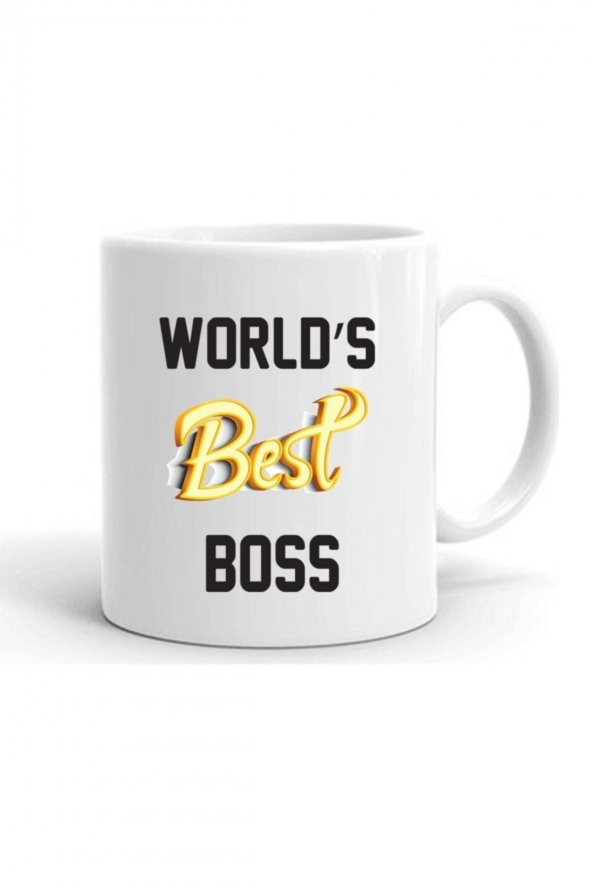 Worlds Best Boss Baskılı Seramik Çay Kahve Kupa Bardak Hediyelik