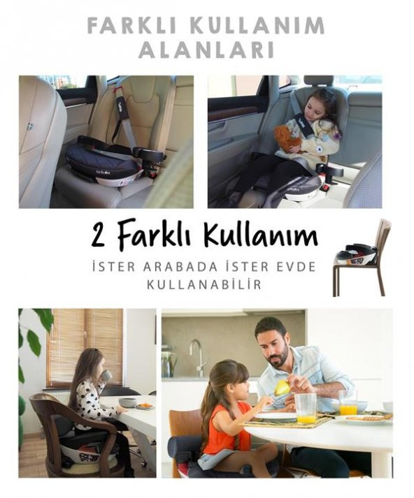 Kraft Flat Fix Plus Booster Oto Koltuğu Gri - 6