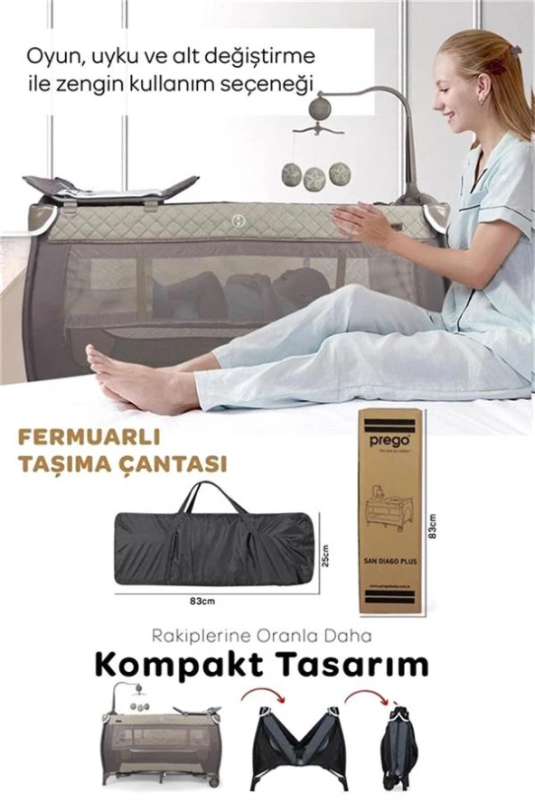 Prego San Diego Plus Oyun Parkı 70*120 Cm 8029 Bej - 6