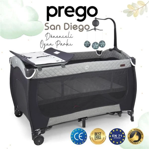 Prego San Diego Plus Oyun Parkı 70*120 Cm 8029 Gri